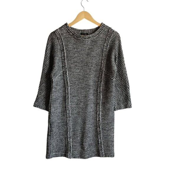 Massimo Dutti Shift Dress Medium Black & White Tweed - Picture 2 of 15